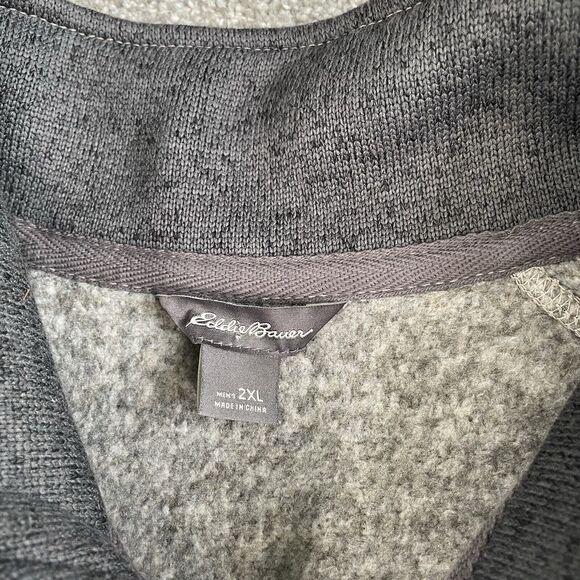 Eddie Bauer Fleece Lined Sweater Mens 1/4 Zip Pullover Gray Size XXL 2XL - Picture 5 of 8